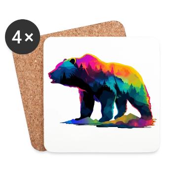 L’ours dans les montagnes - Dessous de verre (lot de 4) - blanc - Devant