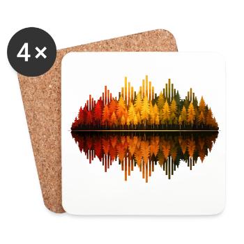 Bäume, Wald, Natur, Wildnis, Outdoor, Reflexion - Untersetzer (4er-Set) - Weiß - Vorne