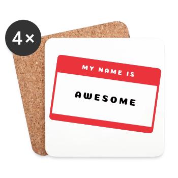 Awesome Namensschild - Untersetzer (4er-Set) - Weiß - Vorne