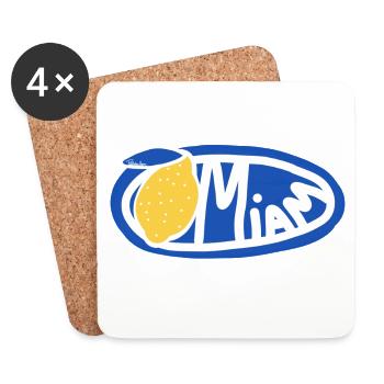 Lemon Yum Blue Retro Oval Logo - Coasters (set of 4) - white - Front