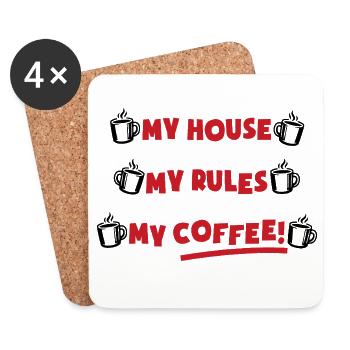 Ma maison, mes règles, mon café - Dessous de verre (lot de 4) - blanc - Devant