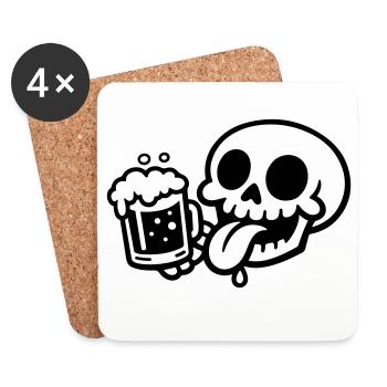 Verre de bière squelette drôle - Dessous de verre (lot de 4) - blanc - Devant