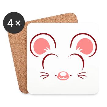 Mouse | Big Face Costume Carnival Disguise - Coasters (set of 4) - white - Front