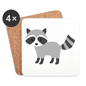 Süßer neugieriger racoon minimalistischen Stil - Untersetzer (4er-Set) - Weiß - Vorne