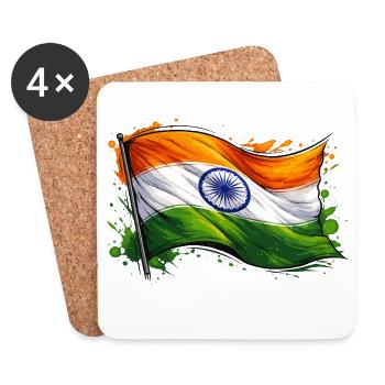 Indien Flagge  - Untersetzer (4er-Set) - Weiß - Vorne