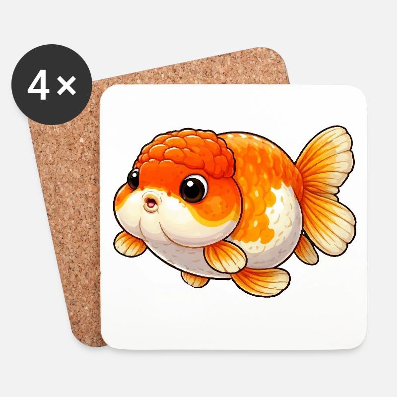 Ranchu Lover Orange / White Edition - Untersetzer (4er-Set) - Weiß