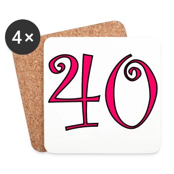 40. 40 ANS. 40e ANNIVERSAIRE. ANNIVERSAIRE 40 ANS. - Dessous de verre (lot de 4) - blanc - Devant