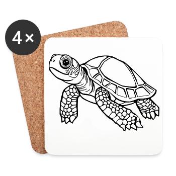 Tortue Tortues - Dessous de verre (lot de 4) - blanc - Devant