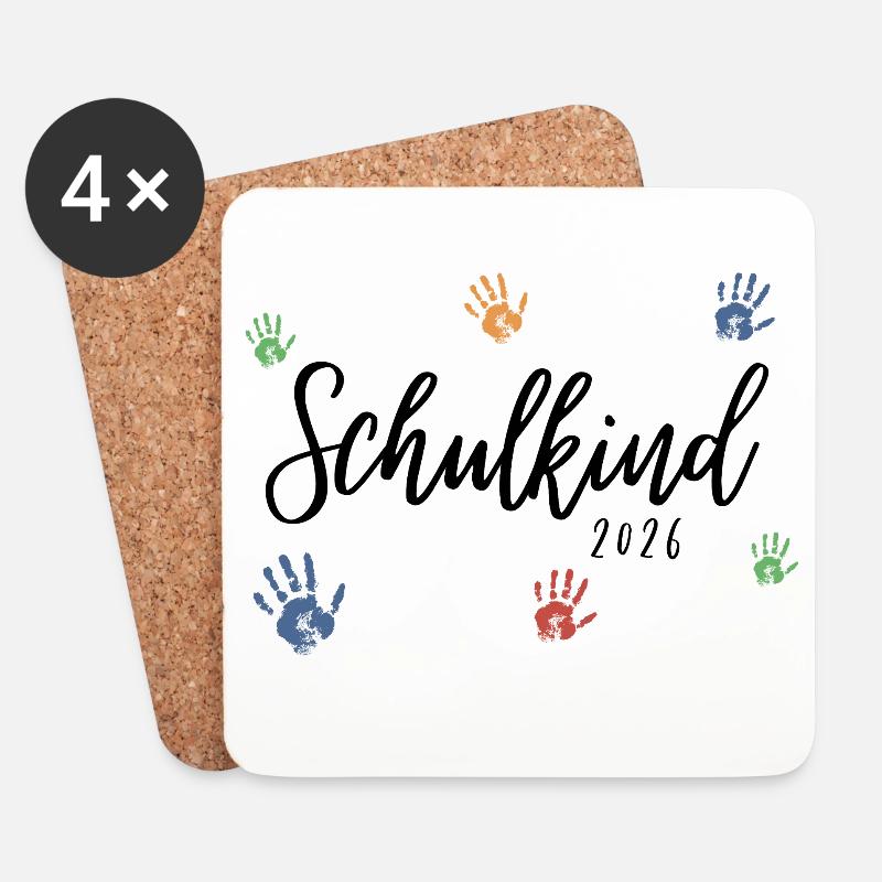 Schulkind 2026  - Untersetzer (4er-Set) - Weiß