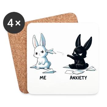 Fear Bunny Meme Design - Coasters (set of 4) - white - Front