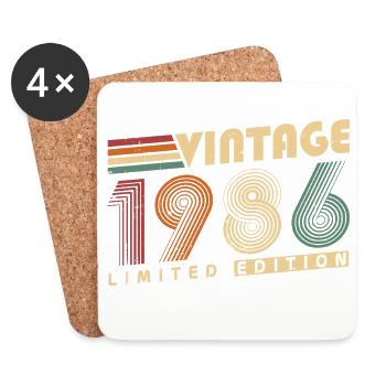 Vintage 1986 Vintage Birthday Gift - Coasters (set of 4) - white - Front