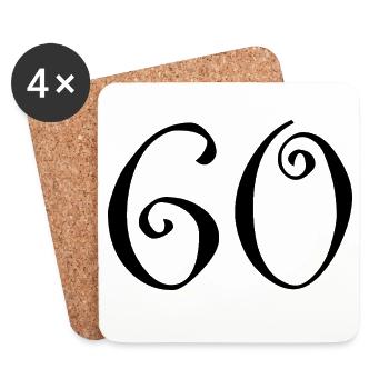 60. 60 YEARS. 60th ANNIVERSARY. 60TH BIRTHDAY. - Coasters (set of 4) - white - Front