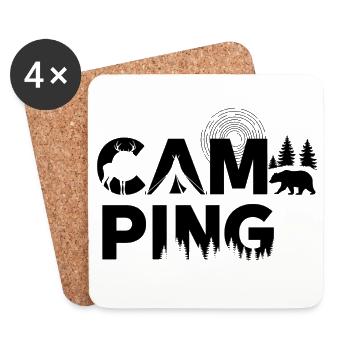 Camping magic in the forest - Coasters (set of 4) - white - Front