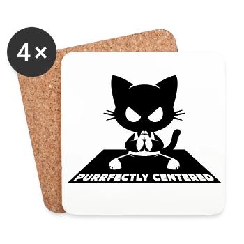 Purrfectly Centered Katze Yoga - Untersetzer (4er-Set) - Weiß - Vorne