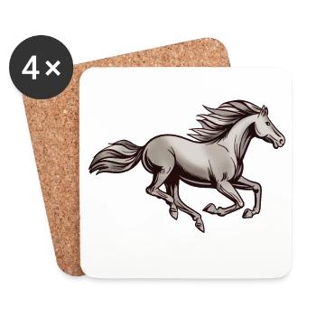Rennendes Pferd Illustration - Untersetzer (4er-Set) - Weiß - Vorne