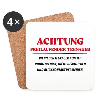 Achtung freilaufender Teenager - Untersetzer (4er-Set) - Weiß - Vorne