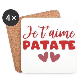 I Love You Potato Valentine's Day Man Woman Couple - Coasters (set of 4) - white - Front