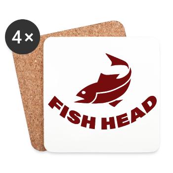 tête de poisson - Dessous de verre (lot de 4) - blanc - Devant