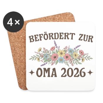 Promoted to Grandma 2026 Flowers - Coasters (set of 4) - white - Front