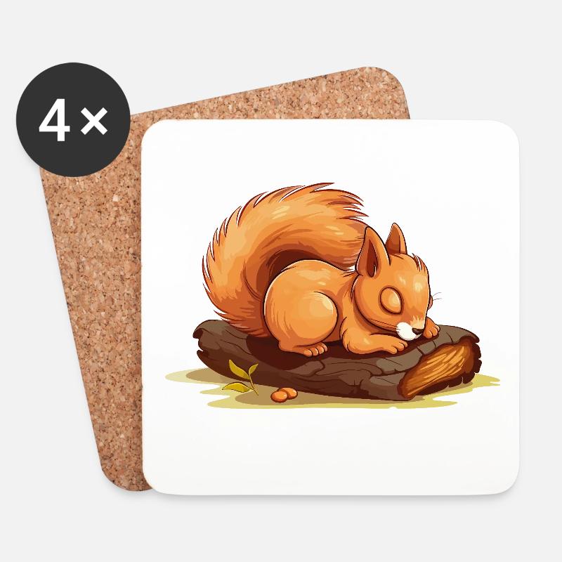 Eichhörnchen Süß Niedlich Baby Kinder Tier Cartoon - Untersetzer (4er-Set) - Weiß