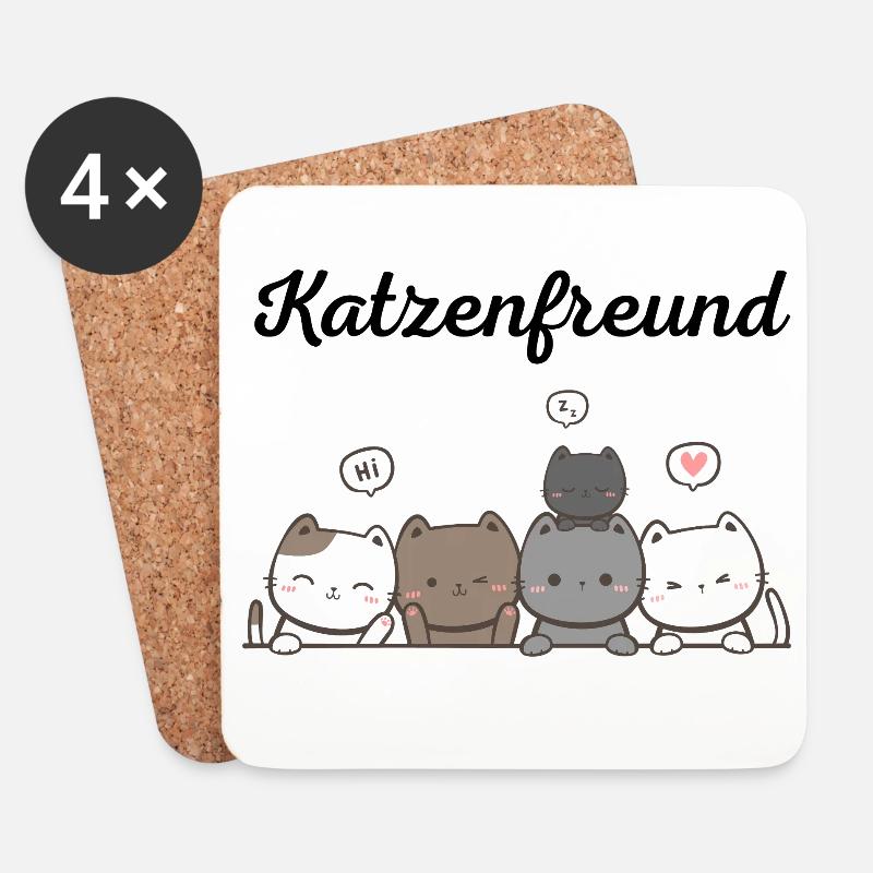 Katzenfreund - Untersetzer (4er-Set) - Weiß