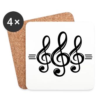 Notenschlüssel Symbol - Untersetzer (4er-Set) - Weiß - Vorne