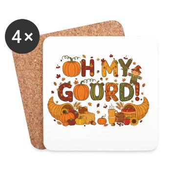 Oh My Gourd! Lustiges Herbst Kürbis Design - Untersetzer (4er-Set) - Weiß - Vorne