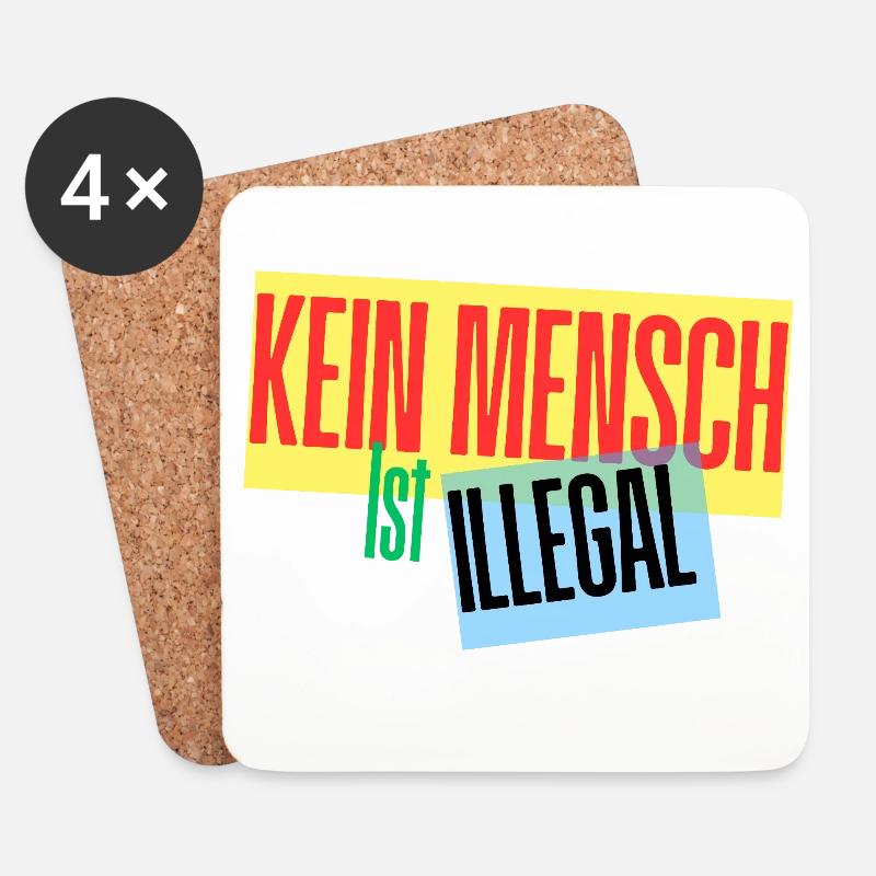 Kein Mensch ist Illegal Protest-Design - Untersetzer (4er-Set) - Weiß