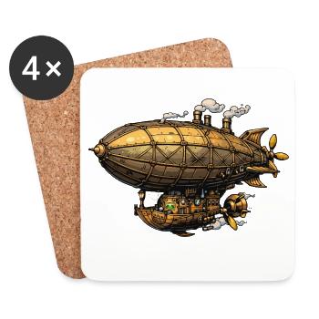 Steampunk Airship Zeppelin - Coasters (set of 4) - white - Front