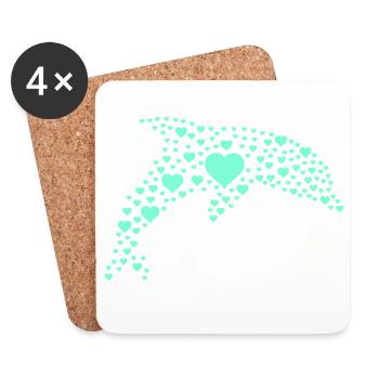 Dolphin Heart Pattern - Coasters (set of 4) - white - Front
