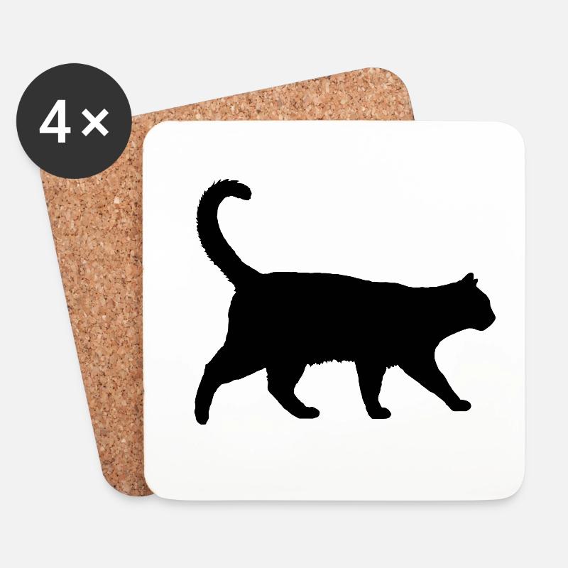 Katze - Untersetzer (4er-Set) - Weiß