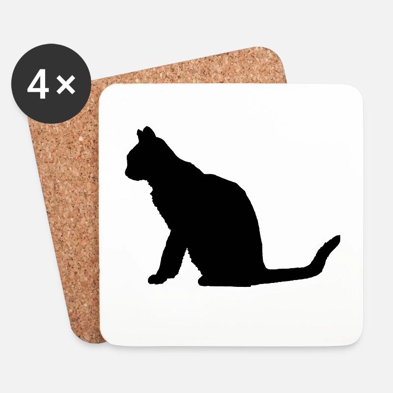 Katze - Untersetzer (4er-Set) - Weiß