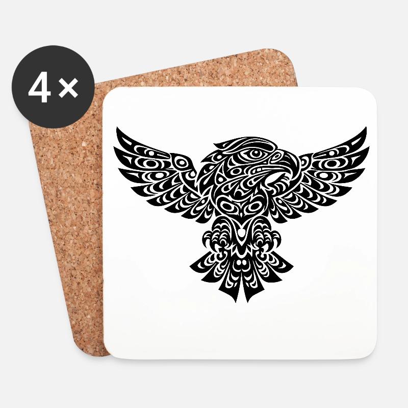 Tribal Eagle – Powerful Black and White Design - Coasters (set of 4) - white