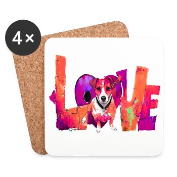 Jack Russell Terrier Love Schriftzug Hunde liebe - Untersetzer (4er-Set) - Weiß - Vorne