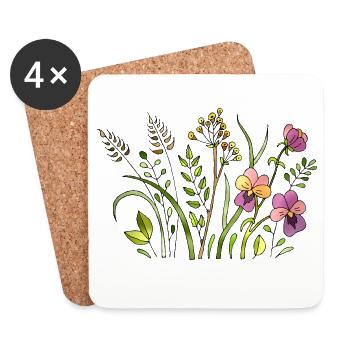 Fleur - Dessous de verre (lot de 4) - blanc - Devant