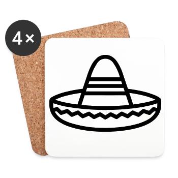 chapeau mexicain - Dessous de verre (lot de 4) - blanc - Devant