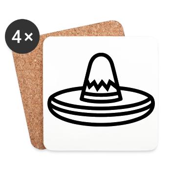 chapeau mexicain - Dessous de verre (lot de 4) - blanc - Devant