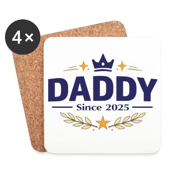 Papa seit 2025 – Proud Dad Design - Untersetzer (4er-Set) - Weiß - Vorne