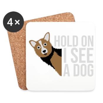 Attends, je vois un chien, chien, drôle de distrait, en disant - Dessous de verre (lot de 4) - blanc - Devant