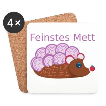 Der Mettigel: Feinstes Mett! (Nr.2) - Untersetzer (4er-Set) - Weiß - Vorne