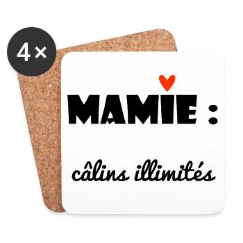 MAMIE. MAMAN. GRAND-MERE. FÊTE DES MÈRES. DRÔLE - Dessous de verre (lot de 4) - blanc - Devant