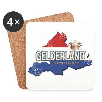Gueldre Carte rétro des Pays-Bas - Dessous de verre (lot de 4) - blanc - Devant