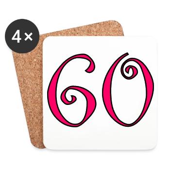 60. 60 YEARS. 60th ANNIVERSARY. 60TH BIRTHDAY. - Coasters (set of 4) - white - Front