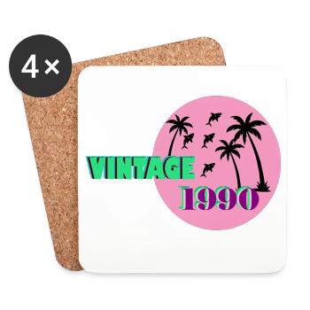 Vintage 1990 Palm Sunset - Untersetzer (4er-Set) - Weiß - Vorne