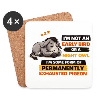 Pigeon épuisé de façon permanente - Dessous de verre (lot de 4) - blanc - Devant
