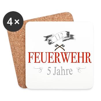 Feuerwehr Jubiläum 5 Jahre - Untersetzer (4er-Set) - Weiß - Vorne