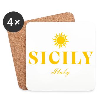Sizilien Italien Sonne - Untersetzer (4er-Set) - Weiß - Vorne