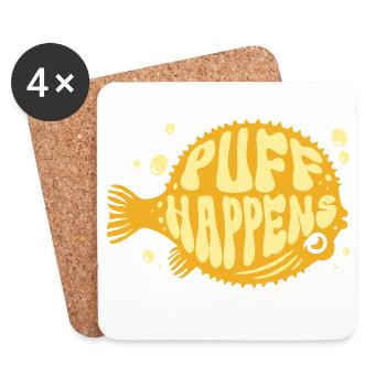Kugelfisch Puff Happens - Untersetzer (4er-Set) - Weiß - Vorne