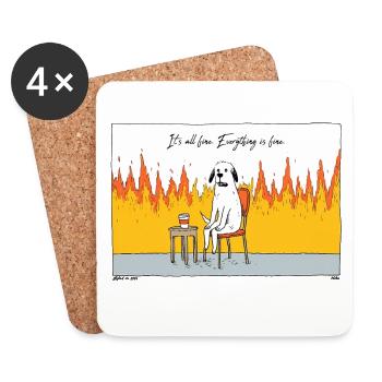 Dog in Chaos Fire - Coasters (set of 4) - white - Front