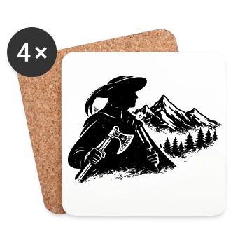 Design populaire des montagnards polonais montagnards - Dessous de verre (lot de 4) - blanc - Devant